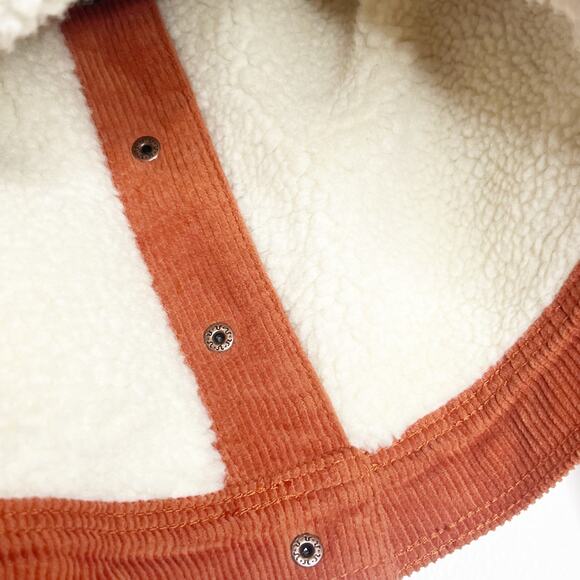 CAT & JACK Girls Sherpa Lined Corduroy Jacket Button Up Burnt Orange Size 6 NWT - Picture 4 of 6